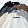 Waffle long-sleeved T-shirt for men, American loose T-shirt top for men, autumn solid color Japanese-style base layer for young people Specification image